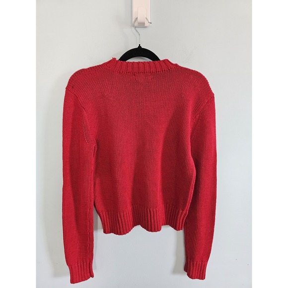 NWT Polo Ralph Lauren Cotton Preppy  Shaker Stitch Red Crewneck Sweater Size S - Picture 4 of 4
